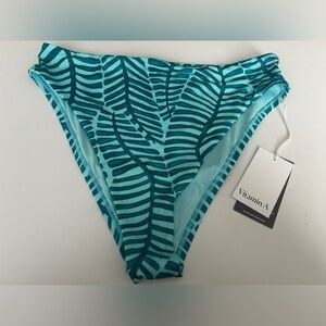 Vitamin A Women’s High Waist Bikini Bottom Leaft Print
